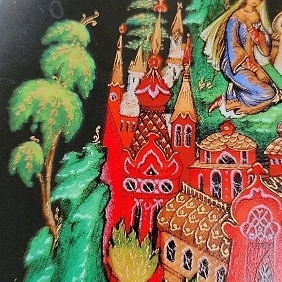 Vintage USSR Russian Folk Tale Vinogradoff Palekh Plates Handpainted Collectible - Picture 13 of 16